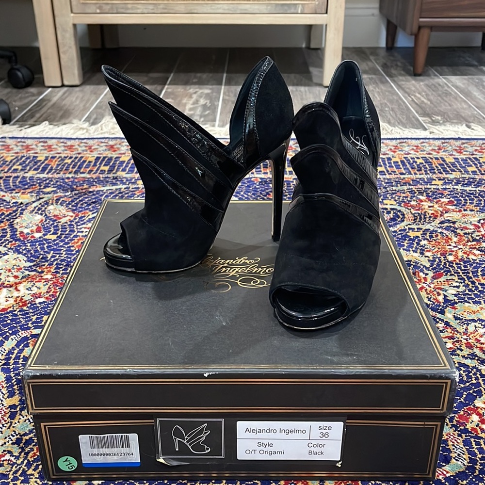 Alejandro Ingelmo Origami Open Toe Bootie - Black 36 6